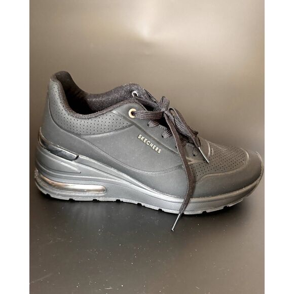 SKECHERS WOMEN'S MILLION AIR - ELEVATED AIR BLACK TRAINERS US Sz 8.5 - Picture 10 of 12